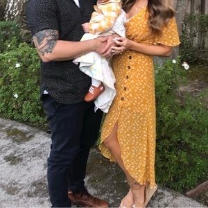 Lulus yellow floral dress with buttons